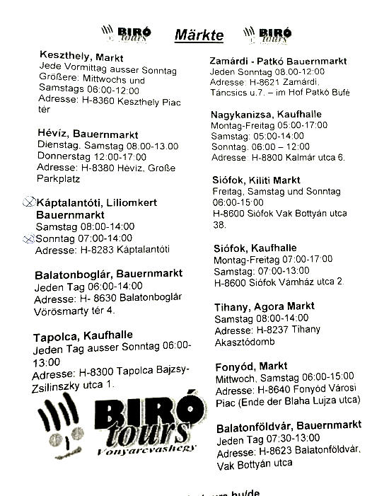 Märkte in Ungarn